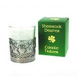 Pewter Claddagh Designed Candle Holder with Vanilla Scented Candle