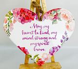 Ceramic Floral Hanging Heart with Inspirational Quote